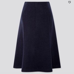 Uniqlo Wool Blend Flare Skirt Navy
